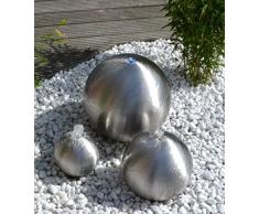 Kugelbrunnen 3er-Set 50/40/28 cm Springbrunnen Gartenbrunnen Edelstahl matt LED