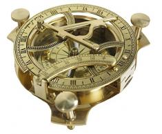 Sonnenuhr-Kompass mit Sonnen-Zifferblatt aus massivem Messing, 10,2 cm