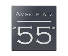 Türschild Hausnummer mit Gravur Namensschild aus Acrylglas Schild (16x16 cm)