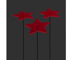 SUNPLAY Sonnenfänger Sterne Stella in ROT, 3 Stück je 10 cm Durchmesser im Set + 35 cm Schwingstäbe