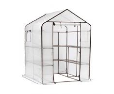 Sekey Foliengewächshaus, Gewächshaus, begehbares Gartenhäuschen mit 10 Regalebenen, Frühbeet, Tomatenhaus, Gartengewächshaus, Treibhaus mit aufrollbarem Eingang, 143 x 143 x 195 cm