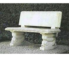 pompidu-living Steinbank mit Rückenlehne - Steinbank in Antik Optik - Wetterfeste Sitzbank aus Steinguss - Steinmöbel für Outdoor H 85 cm Sandstein