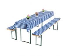Gräfenstayn® Annabelle Biertischauflagen-Set mit Sitzpolsterung 3 TLG Bierzeltgarnitur - Öko-Tex Siegel Standard 100:Geprüftes Vertrauen (50x220cm, Blau/Weiß)