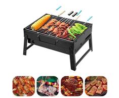 BBQ Holzkohlegrill Edelstahl Faltbare BBQ Grill Tragbarer Campinggrill Outdoor Picknickgrill Klappgrill mit aktivbelüftung, 35 * 27 * 20cm, Ideal für 3-5 Personen für Picknick Außenterrasse Gartenfest