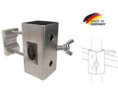 KDR Sonnenschirmhalter Sonnenschirmständer Edelstahl bis Ø 3,0 m - Schirmstock Ø 3 cm bis Ø 4,5 cm - Klemmung Balkon Geländer
