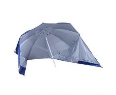 Outsunny 2 in 1 Sonnenschirm Strandschirm Windschutz Strandmuschel Blau Φ210xH222cm