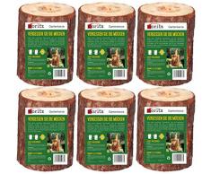 Moritz 6X Schwedenfeuer Citronella Geruch Baumfackel inkl. Anzünddocht Finnenfackel Gartenfackel Fackel Holz Partyfackel 1,5-2 Stunden Brenndauer 25cm hoch