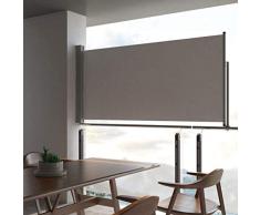 Festnight Ausziehbare Seitenmarkise 120 x 300 cm Grau | Windschutz Sichtschutz Sonnenschutz | Seitenwandmarkise Seitenrollo für Balkon Terrasse Garten