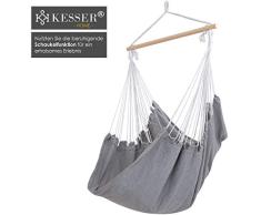 KESSER® Hängestuhl Hängesessel Hängeschaukel Textil Hängesitz Drehwirbel Holz Querstrebe Indoor Outdoor bis 150 kg Wetterfest UV Beständig, 360°-Drehwirbel, Waschbar, Grau