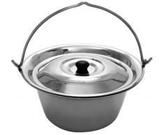 Grillplanet 9013 Gulaschkessel Edelstahl 15 Liter Edelstahl Materialstärke 1 mm und Deckel , Silber
