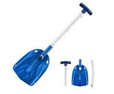 ORIENTOOLS Tragbare Aluminium-Teleskop-Schneeschaufel T-Griff, leichte Camping-Schaufel für das Auto (verstellbare Länge: 16 - 30 ; Klinge: 8 )