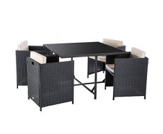 Ultranatura Gartenlounge Set Palma, Sitzgruppe Garten, Loungeset 5-teilig, Gartenmöbelset 4 Personen, Polyrattan Lounge mit Tisch, 4 Sessel & Auflagen