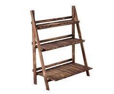 Outsunny Pflanzentreppe Blumenbank Blumentreppe Blumenregal Pflanzregal Blumenständer 3 Stufen Tannenholz Dunkelbraun 80 x 37 x 93 cm