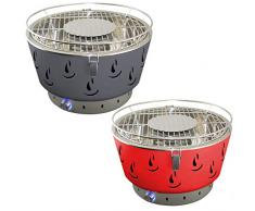 ACTIVA 2er Set ROT + GRAU Tischgrill Airbroil Edelstahl Holzkohlegrill mit Aktivbelüftung