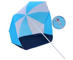 Festnight Strandschirm Blau und Weiß 180 cm Stoff Strandschirm Strandmuschel Sonnenschirm Sonnenschutz Windschutz Schirm Gartenschirm 150 x 115/191 cm