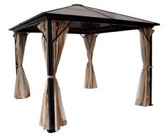 Garten Pavillon MONTREAL 3x3 Meter aus Aluminium, Dach PC Kunststoffplatten
