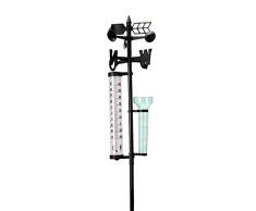 Wigxt schwarz aus Metall Wetterfahne,Windfahne,Thermometer,Kunststoff Regenmesser Meteorologische Messschaufeln Outfit mit Halter Temperatur und Windrichtung messen für Garten hellgrün