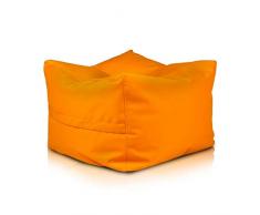 Ecopuf Cubo - Sitzhocker Sitzsack Hocker Outdoor wasserdichtes Polyester Würfel Fußhocker hochwertig und pflegeleicht doppeltes herausnehmbares Innenfutter mit Griff Größe 60 X 45 cm Faber Orange M3