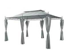 GRASEKAMP Qualität seit 1972 Garten-Pavillon Inca 3x4m Grau mit Seitenteil Sets geschlossen Party-Zelt Terrassen-Dach