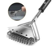 Grillbürste, 3 in 1 BBQ Grill Bürste Keine Drahtborsten Fielen Sicher, Verlängerter 18 Griff, 304 Reinigungsbürste Edelstahl Spatel Langlebig Grill Bürste Perfekt für Holzkohle Gas Elektro Grill