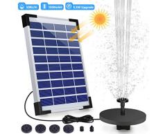 AISITIN 5.5W Solar Springbrunnen Upgraded Solar Teichpumpe mit Solar Panel Eingebaute Batterie Wasserpumpe Solar Schwimmender Fontäne Pumpe mit 6 Fontänenstile für Garten Vogel-Bad Teich