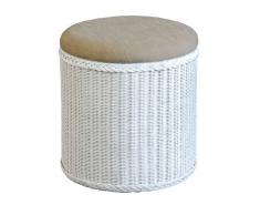 korb.outlet Rattan Bad Hocker Wäschekorb Rund Weiß mit Sitzfläche gepolstert Wäsche Korb mit Sitz Wäschesammler Badhocker