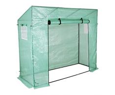 Yorbay Foliengewächshaus Gewächshaus für Tomaten, mit Gitternetzfolie und Fernster für Garten zur Aufzucht, Schrägdach, Grün, 200 x 80 x 173/143cm (LxBxH) Mehrweg