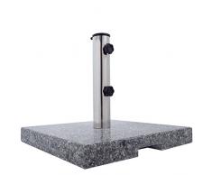 Anaterra Sonnenschirmständer 20kg für Garten oder Balkon, Schirmständer aus Granit und Edelstahl, eckig mit Griffmulden
