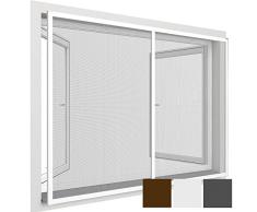 Easy Life Insektenschutz-Fenster Comfort XXL 150 x 220 cm proLINE Fliegengitter mit Alu-Rahmen für französische Fenster kürzbar ohne Bohren & Schrauben mit Dichtungsbürste, Farbe:Weiß