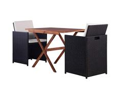 vidaXL Akazie Bistroset 3-TLG. Poly Rattan Balkonset Gartenmöbel Sitzgruppe