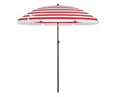 SONGMICS Sonnenschirm, Ø 160 cm, Marktschirm, UV Schutz UPF 50+, Sonnenschutz, achteckiger Gartenschirm aus Polyester, Schirmrippen aus Glasfaser, mit Tragetasche, rot-weiß gestreift GPU60RW