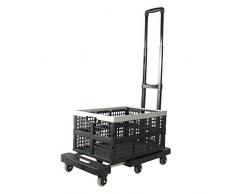 Einkaufstrolleys Sackkarre Haushaltswagen Mobiles Klappbett Reisegepäckwagen Gartenwerkzeugwagen Wagen Mit Warenkorb, Traggewicht Ca. 200kg Laufkatzen (Color : Black, Size : S)