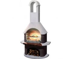 Buschbeck Gartengrillkamin St. Moritz weiss / braun