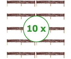 BOGATECO 10 x Beeteinfassung aus Weide | 100 cm Lang & 10 cm Hoch | Holz-Zaun Rasenkante | Weiden-Zaun Steckzaun Perfekt für den Garten als Weg-Abgrenzung
