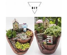 Xueliee Creative Pflanzen Topf Blumen Pflanzen Sukkulente DIY Container verziert mit Mini zum Aufhängen und Fairy Garden Sweet House für Urlaub Dekoration und Geschenk
