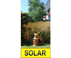Solar-Windmühle Holz massiv, wetterfest,robust mit Bitumen, MIT WINDFAHNE Windrad-Seitenruder, dreistöckig, WMBRU160at-MS ,Windmühlen mit Licht, Windmühlen Garten, mit Solarbeleuchtung, MIT SOLAR, f