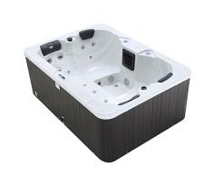 perfect-spa Whirlpool Miami Indoor/Outdoor Whirlpools Aussenwhirlpool Hot Tub Spa Außenwhirlpool Balboa Steuerung (Wanne SkyWhite, Außenverkleidung schwarz)