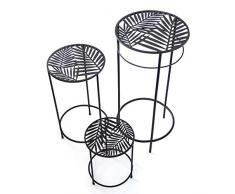 K&L Wall Art Vintage Metall Blumenhocker 3-er Set Retro Tischplatte Blumentreppe 60cm 45cm 26cm hoch Robust Gartentisch Beistelltisch Blumenregal tolle Geschenk Idee Metalldeko