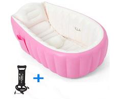 YUHT Baby aufblasbare Badewanne Kind Anti-Rutsch-Badewanne, aufblasbarer Pool Tragbarer Mini-Klappluftpool mit Luftpumpenkissen Zentraler Sitz Groß (0-3 Jahre alt)
