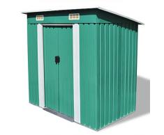 tidyard Gerätehaus Metall Gartenschuppen mit Schiebetür Geräteschuppen Gartenhaus aus Verzinkter Stahl 190 x 124 x 181 cm Grün