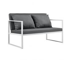 [casa.pro]®] Gartenbank Gartensofa Weiß/Lichtgrau Bank Parkbank Sitzbank Garten Lounge