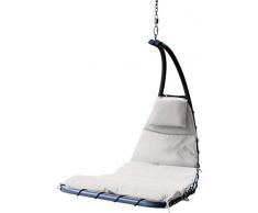 USDFJN Klappstuhl Gartenstuhl Hängeliege Schwingliege Hängeschaukel Hollywoodschaukel mit Sonnendach Metall 163 * 75 cm Weiß 【QG*60970】