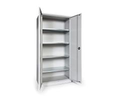 Protaurus Werkzeugschrank Flügeltürschrank, 4 verzinkte Fachböden, HxBxT 1950x925x500mm, Korpus Türen RAL 7035 Lichtgrau
