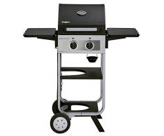 Enders Gasgrill BROOKLYN NEXT 2, kleiner Grill, 2 Brenner aus Edelstahl, mit Grillthermometer, Gasflasche verstaubar, Edelstahl-Grillrost, Balkon-Grill, Grillwagen, #86456