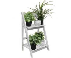 Multistore 2002 Holz Blumenetagere mit 2 Ebenen 32x41x67cm Altweiß Blumentreppe Gartenregal Blumenbank Blumenständer