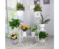 Blumenständer Blumentreppe, Eisen Multi-Layer Wohnzimmer Montage Blumenständer Balkon Europäischen Blumen Stehen Innen- Und Außen-Display-Stand (Farbe : Weiß)