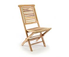 Divero Natur Gartenstuhl klappbar Hantown aus Teak Holz massiv Klappstuhl (Teak Natur)