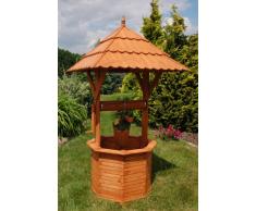 Deko-Shop-Hannusch Zierbrunnen, Holzbrunnen, Gartenbrunnen, Brunnen 2,15 m, Dach 1,10x1,10m, imprägniert