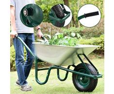 Juskys Schubkarre Garden | 100 Liter Volumen | 250 kg | Luftreifen mit Metall Felge | Wanne verzinkt | Garten Karre Schiebkarre Transportkarre