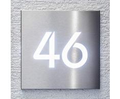 Hausnummer Edelstahl LED beleuchtet quadratisch Maße: 20 x 20 cm